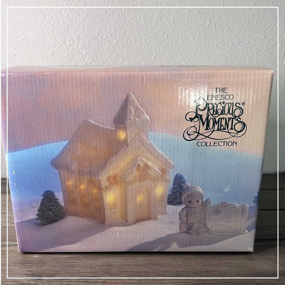 Precious Moments Vintage‎ 1992 Christmas Sugar Town Chapel Night Light House NIB